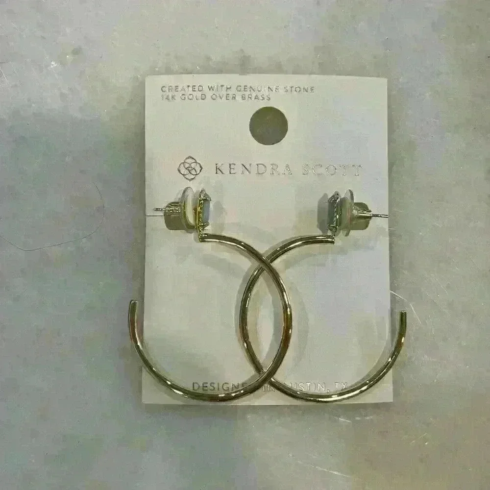Kendra Scott Emma Magnesite 14K Gold Over Brass Hoop Earrings -‎ Turquoise NWT